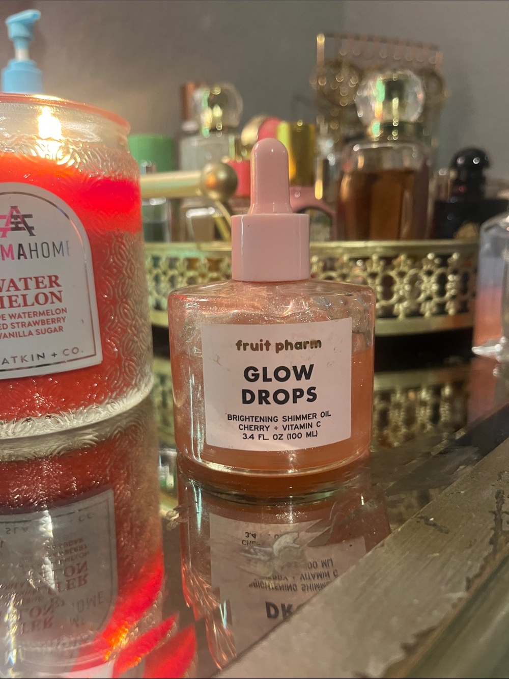 fruit pharm Glow Drops Brightening Shimmer Oil - Pink
